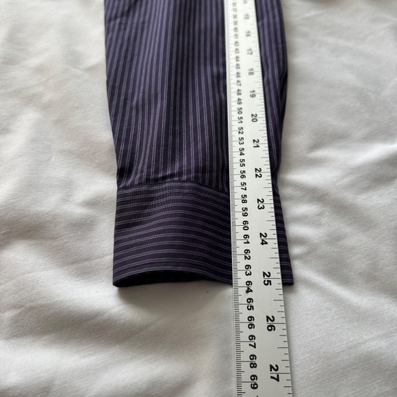 EGARA Men's Long Sleeve Striped Cotton‎ Dress Shirt Button Up Purple 16 - 34/35 - Picture 11 of 14